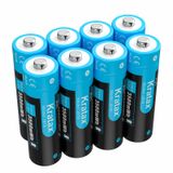 Baterias Recarregáveis Kratax 1,5 V Aa De Lítio 3500mwh, Pacote Com 8