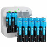 Baterias Aa De Lítio Recarregáveis Kratax 1,5 V 3500mwh, Pacote Com 12