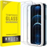 Protetor De Tela Jetech De Vidro Temperado De Cobertura Total Para Iphone 12 Pro Max 6,7", Pacote Com 3