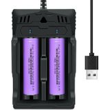 Bateria Recarregável E Carregador 18650 3000mah, Pacote Com 2 Unidades
