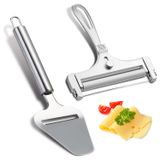 Conjunto De Fatiador De Queijo, Fio De Aço Inoxidável Com Ferramenta Plana De Queijo