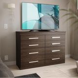 Cômoda Para Tv Até 50 Polegadas 8 Gavetas Capuccino Millie Shop Jm