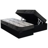 Conjunto Box Baú Solteiro: Colchão Espuma Paropas D45 Pasquale Wave Black + Base Crc Suede Black (88x188)