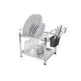 Escorredor Inox 12 Pratos Montado Com Porta Talheres