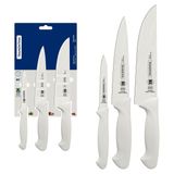Jogo De Facas 3pçs Premium Branco Aço Inox Tramontina