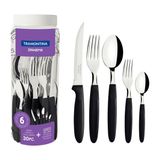 Faqueiro 30pçs Ipanema Preto Lâminas Aço Inox Tramontina