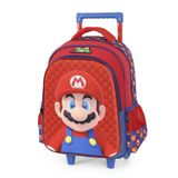 Mochila Rodinha 16 Escolar Super Mario Vermelho Luxcel