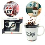 Caneca Xícara Porcelana Reforçada 260ml Café Preta Branca
