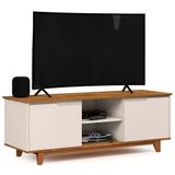 Rack Para Sala Bancada De Tv 55 Pol 139cm Flow Off White/freijó - Ej Móveis