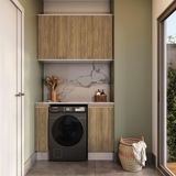Lavanderia Modulada Kappesberg Celeste 3 Peças Branco/nogueira 120cm