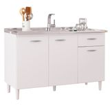 Balcão De Cozinha Com Pia Inox 120cm Classic P11 Branco - Mpozenato