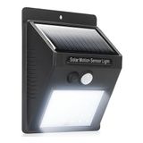 Luminária Solar De Parede 30 Leds De Luz Branca Lâmpada Com Sensor De Movimento Jardim E Quintal