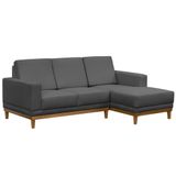 Sofá Kayrós 200cm 3 Lugares Com Chaise D05 Suede Cinza - Mpozenato