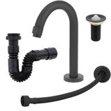 Torneira Banheiro Clean Preto Black+flexível+válvula+sifão