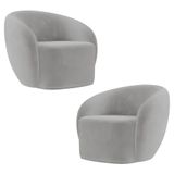 Poltrona Para Sala De Estar Orgânica Kit Com 2 Garbin K04 Veludo Cinza - Mpozenato
