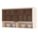 Armário Aéreo 1 Porta Basculante De Vidro 120 Cm Évelin Off White - Henn
