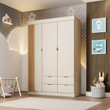 Guarda Roupa Infantil 3 Portas Ripado Ayla Phoenix Baby