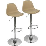 Kit 2 Banquetas Joly Luisa Eames Saarinen Base Giratória Cromada - Bege