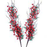 Kit 6 Jardim Galho Artificial Frutas Vermelhas Natal De 70cm