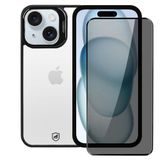 Kit Capa Gravity Preta E Pelicula Defender Pro Privacidade Para Iphone 15 Plus - Gshield