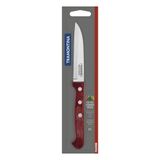 Faca Para Legumes E Frutas Tramontina Polywood Com Lamina Em Aço Inox E Cabo De Madeira Vermelho 3"