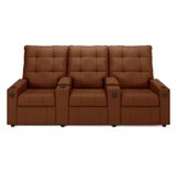 Poltrona Do Papai Reclinável Sala De Cinema Barcelona Glider Manual Giratória Usb Pu Caramelo