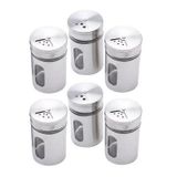 Saleiro E Pimenteiro Vidro E Inox Com Visor 06 Unidades