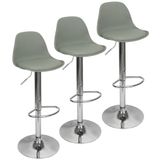 Kit 3 Banquetas Joly Luisa Eames Saarinen Base Giratória Cromada - Cinza