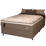 Cama Box Casal King Colchão Molas Ensacadas Guarda Costas Alameda 193x203x68cm Suede Marrom/branco
