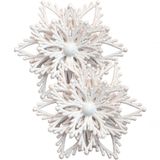 Kit 20 Flores Natal Com Glitter Branco Natalino Enfeite 10cm