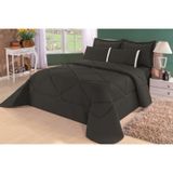 Edredom Casal Queen + Lençol Conforto Dupla Face 6Pçs Preto