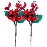 Kit 2 Galho Jardim Artificial Frutas Vermelha Natal De 25cm