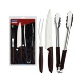 Kit Para Churrasco Tramontina Plenus Aço Inox Ecabos De Polipropileno Marrom 3 Peças