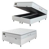 Cama Box Baú Casal Queen Colchão Espuma D33 Pillow Top New Millenium 158x188x60cm Branco Hellen