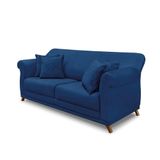 Sofá 3 Lugares Pé De Madeira Julieta 200 Cm Suede S04 - D&#39;rossi Cor Azul Marinho