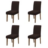 Conjunto Com 4 Cadeiras Estofada Sala De Jantar Trieste Siena Cedro / Marrom Dobuê Cedro