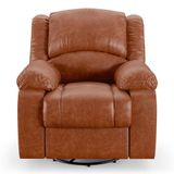 Poltrona Do Papai Reclinável Sala De Cinema Barcelona Glider Manual Giratória Pu Caramelo Brilho