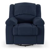 Poltrona Do Papai Reclinável Sala De Cinema Barcelona Glider Manual Giratória Pu Azul