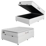 Cama Box Baú Casal Colchão Espuma D33 Pillow Top New Millenium 138x188x60cm Branco Hellen