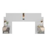 Cabeceira Casal/queen Com Espelhos E 2 Mesas De Cabeceira 232cm Multimóveis Mp4324 Branco Branco