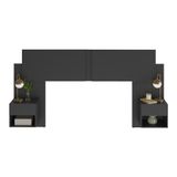 Cabeceira Casal/queen Com 2 Mesas De Cabeceira 232cm Multimóveis Mp4325 Preto Preto