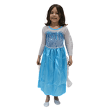 Fantasia Princesa Elsa Azul Infantil Vestido Com Capa G