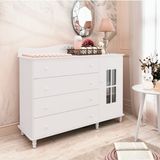 Cômoda Bebê 4 Gavetas 1 Porta Vitoriana Imanza Branco