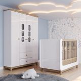 Conjunto Quarto De Bebê Berço 2 Em 1 E Guarda-roupa Sophia Espresso Móveis Branco E Jequitibá Hp
