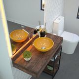 Kit Cuba R30 com Torneira Link 1062 Metal e Válvula Click 1 Polegada e Meia e Sifão Cromado e Flexível Compace Amarelo