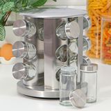 Porta Temperos Vidro Giratório Tampa Inox Ideal Condimentos