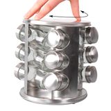 Porta Temperos Giratório Vidro Tampa Inox Organizador