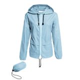 Capa De Chuva Avoogue, Leve, Impermeável, Corta-vento Azul Claro L