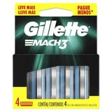 Carga Gillette Mach3 Regular Embalagem Com 4 Unidades
