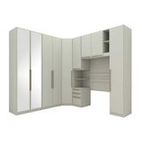 Quarto Casal Modulado Seletto 6 Peças (1 Armário Aéreo + 4 Guarda Roupas + 1 Complemento) Qcm70 Areia - Henn
